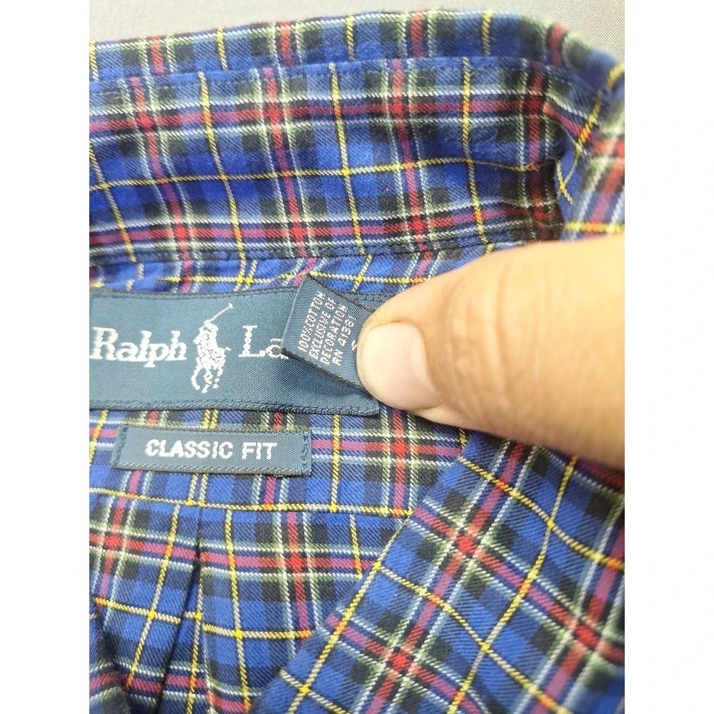 Polo Ralph Lauren Mens XL Blue Red Plaid Classic Fit Button Down Preppy Casual